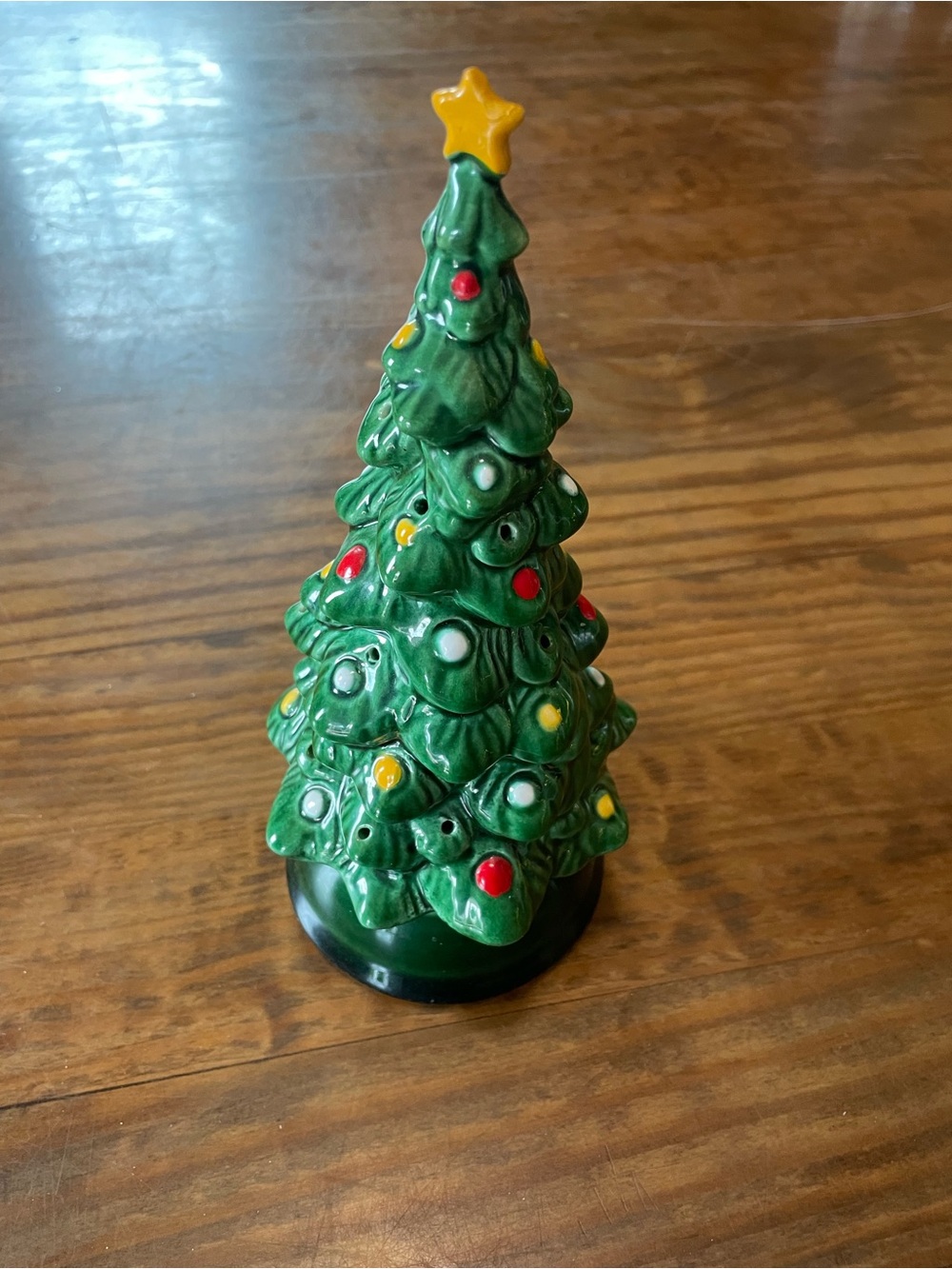 Vintage 70’s Avon Ceramic Christmas Tree Incense /Candle Holder Hand Painted